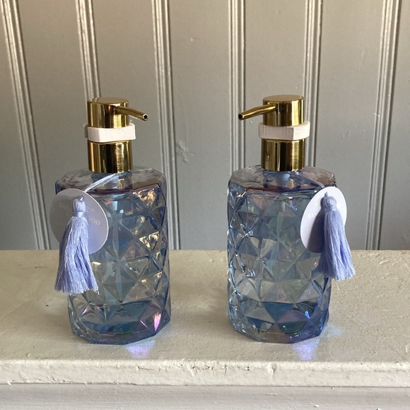 HP NWT-2 Blue Iridescent Diamond Glass Luxury Hand Soap Pumps Sandalwood Vanilla - Picture 15 of 17